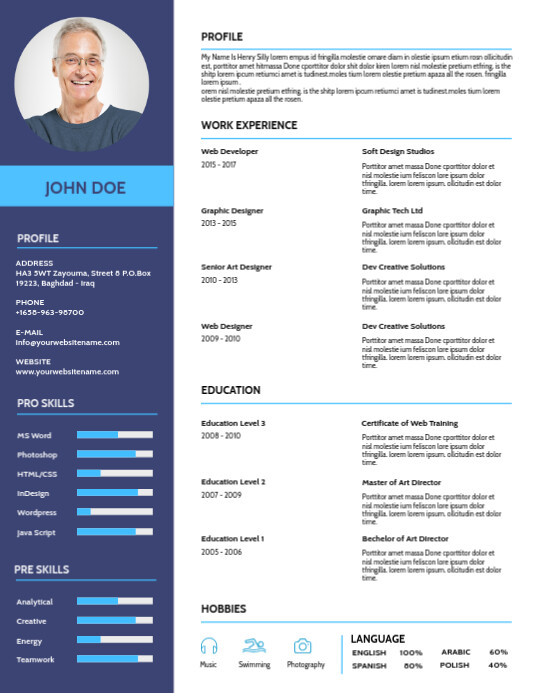 My Vector Biography Example Biography Design Template - CV Resume | PosterMyWall