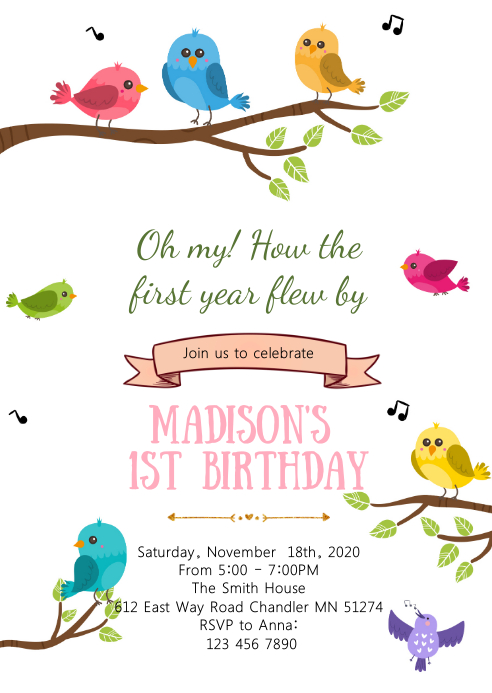 Modele La Invitation De Fete D Anniversaire D Oiseau Postermywall Modele La Invitation De Fete D Anniversaire D Oiseau Postermywall