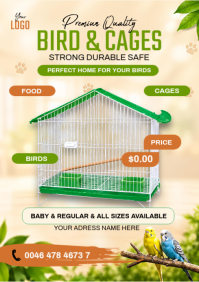 Yellow Bird Cages A4 Template