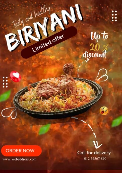 Biriyani Video Ads A4 template