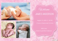 Birth Announcement Card Postcard template