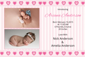 Birth Announcement Card Etiket template