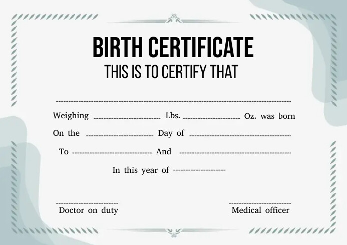 birth-certificate-templates-postermywall for Free Printable Birth Certificate Template Birth Certificate Templates | PosterMyWall for Free Printable Birth Certificate Template