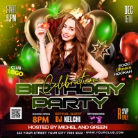 Birthdaty Party Flyer Cuadrado (1:1) template
