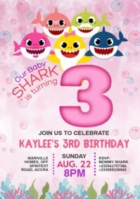 Birthday, Baby Shark Birthday Invitation A4 template