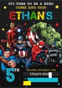 Birthday, DC Comics vs Marvel Super Birthday Invitation A4 template