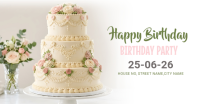 White Birthday Party Imagem partilhada do Facebook Template