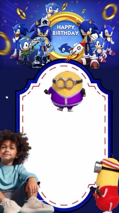 Birthday, Sonic Birthday Invitation Digital Display (9:16) template