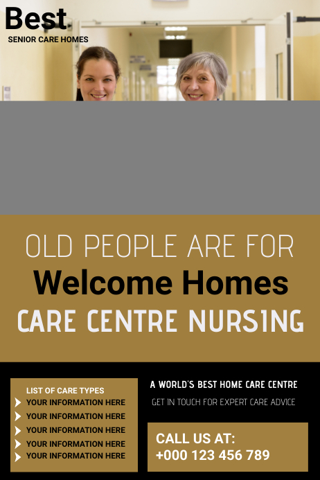 Senior care,old care, care centre Poster template