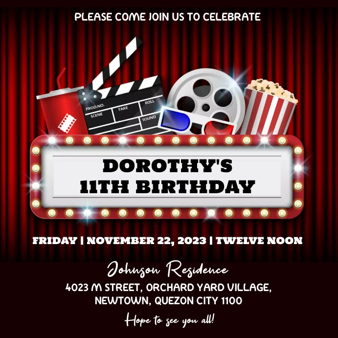 birthday-movie-theme-birthday-invite-template-postermywall