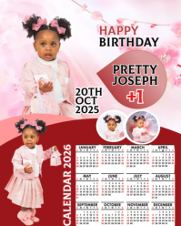 Birthday anniversary for baby girl flyer Instagram Portrait template