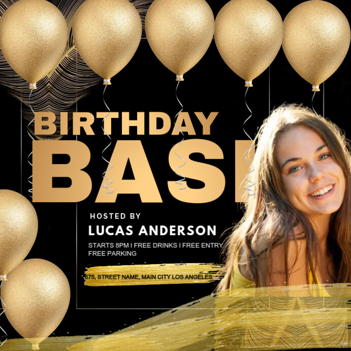 birthday bash Instagram Post template