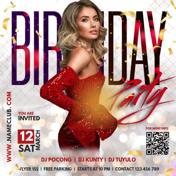 birthday bash Publicação no Instagram template