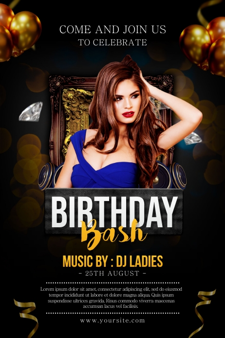 Birthday Bash Flyer or Poster Template Plakkaat