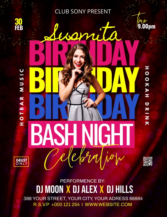 Birthday Bash flyer template PosterMyWall