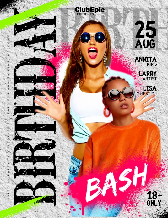 Birthday bash flyer template PosterMyWall