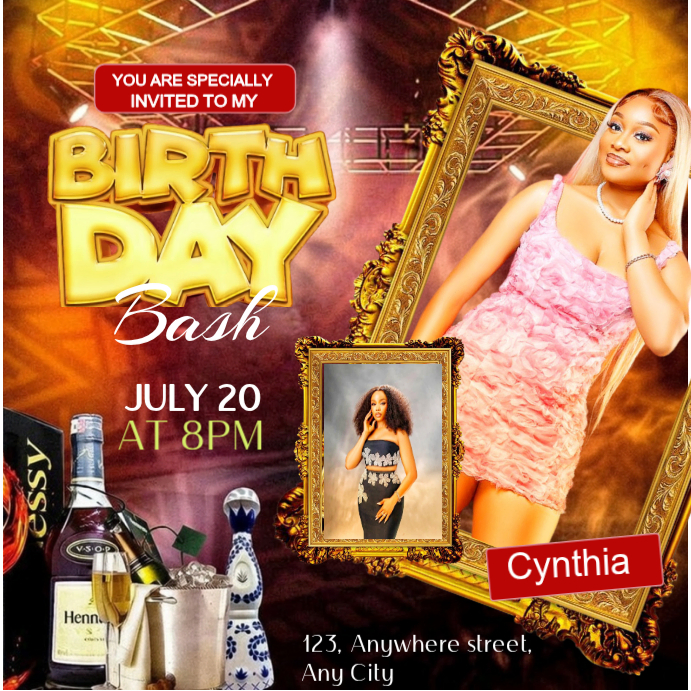 Birthday Bash Invitation Instagram Post Template | PosterMyWall