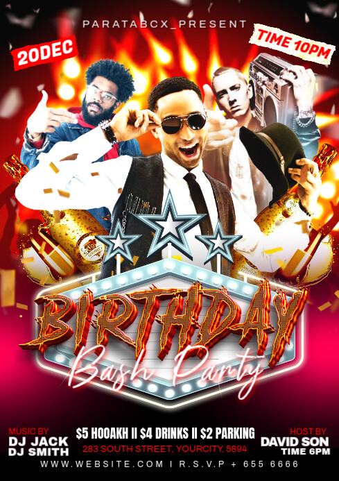 Birthday Bash Party Flyer A1 template