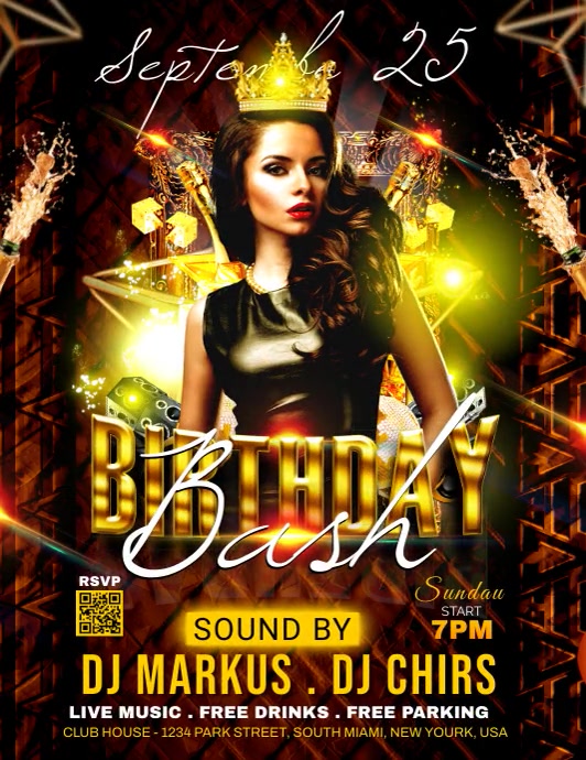 birthday bash party flyer template