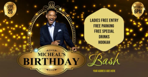 Czarny Birthday Party Facebook begivenhed cover Template