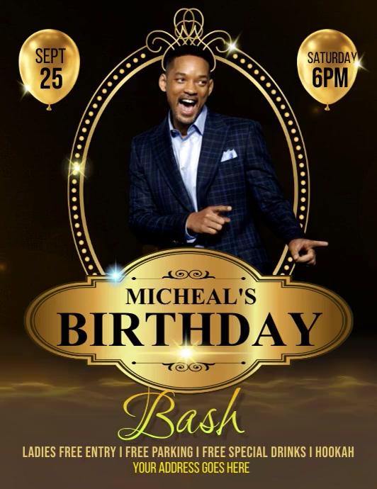 birthday bash video Flyer (US Letter) template