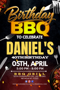 Birthday BBQ Celebration Party Night Poster template