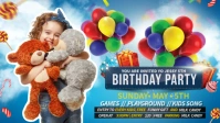 Birthday Bear Party Facebook Cover Video (16:9) template