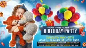 Birthday Bear Party Facebook-covervideo (16:9) template
