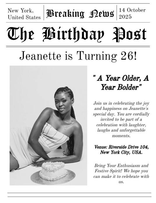 Birthday Breaking News Folheto (US Letter) template