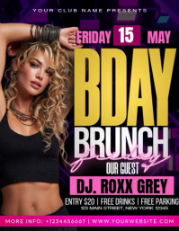 Birthday Brunch Friday Club Flyer Folheto (US Letter) template