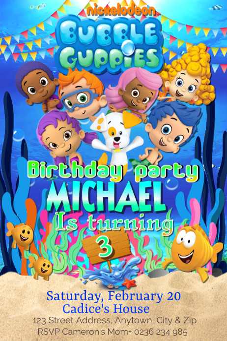 Image 4 for Bubble Guppies Birthday Banner Template