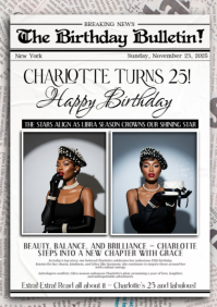 Birthday Bulletin Vintage Flyer Template A4
