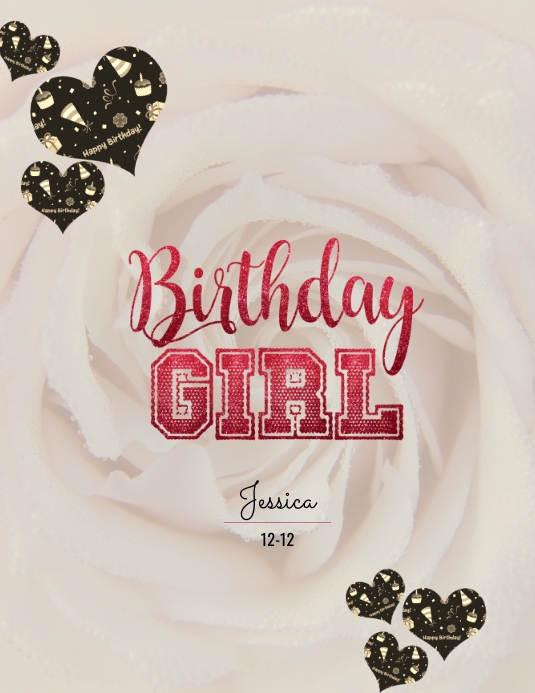 Birthday Card Template girl Flyer (US Letter)