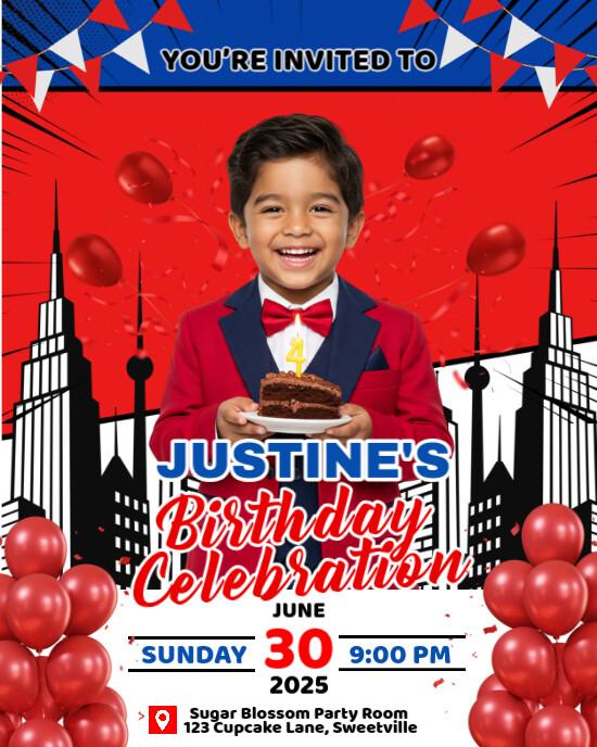Birthday Celebration Invitation - Cityscape Theme Instagram Portrait template