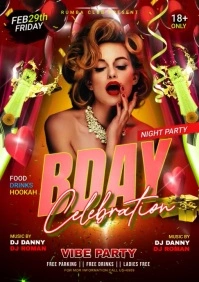 Birthday celebration party video flyer A4 template