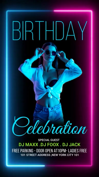 birthday celebration video flyer Digital Display (9:16) template
