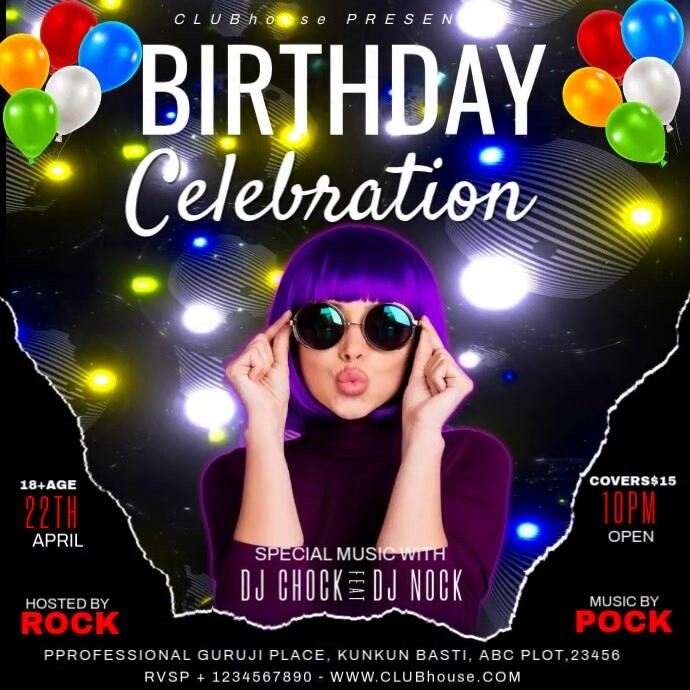 birthday club party Template | PosterMyWall