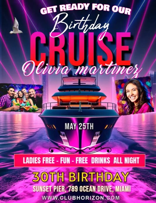 Boat birthday invitation Ulotka (US Letter) template