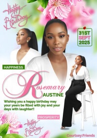 White Birthday Wishes for Rosemary Austine A4 Template