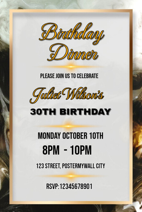Birthday dinner Pinterest Grafieka template