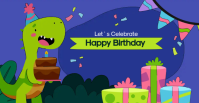 Birthday Dinosaur Facebook Cover Design template