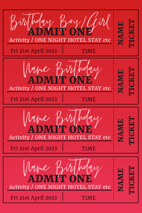 Birthday Event Ticket Template | PosterMyWall