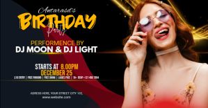 Black Birthday Party Event Facebook begivenhed cover Template