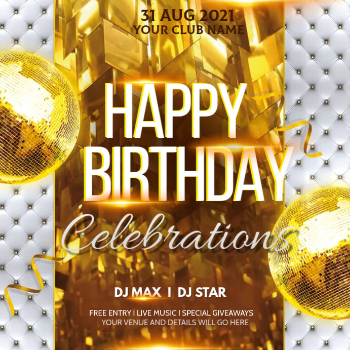 Birthday flyer,disco flyers,party flyers Kwadrat (1:1) template