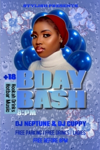 Blue Birthday Bash Grafik Pinterest Template