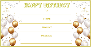 White Birthday Gift Certificate Facebook Shared Image Template