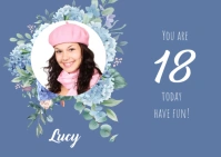 birthday greeting card Postkort template