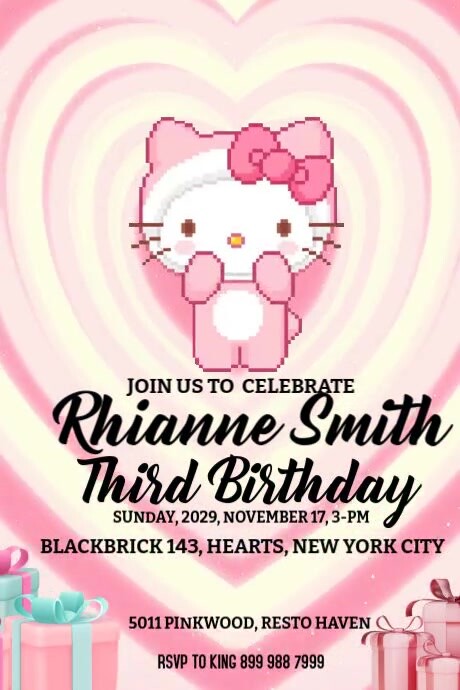 Ad Kitty BIRTHDAY HELLO KITTY VIDEO POSTER ADS Template | PosterMyWall