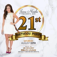 Birthday image invite card โพสต์บน Instagram template