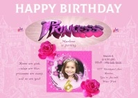 birthday invitation, girl, princess party, cumpleaños, tea party Postcard template